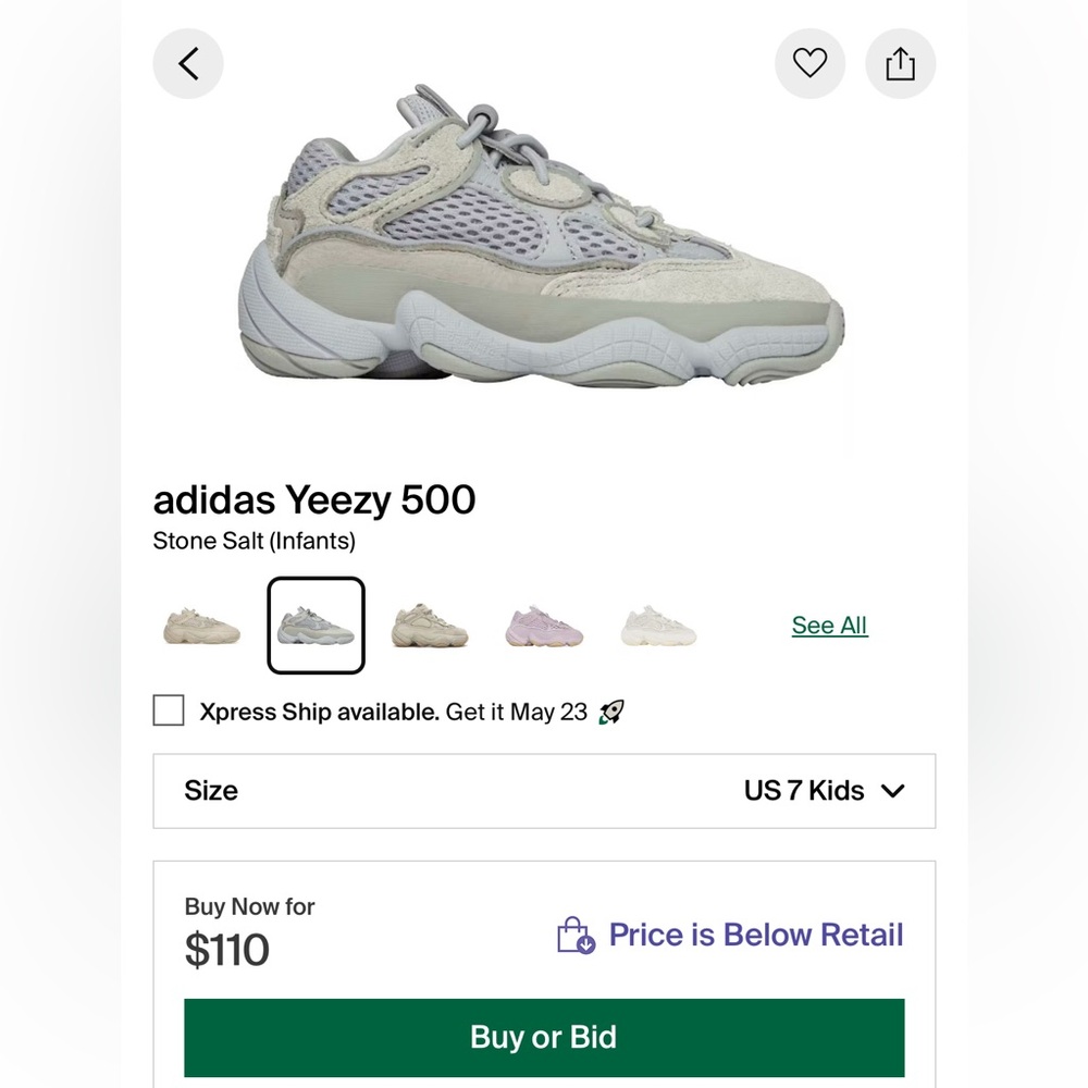 Yeezy 500 “Stone Salt” Infants